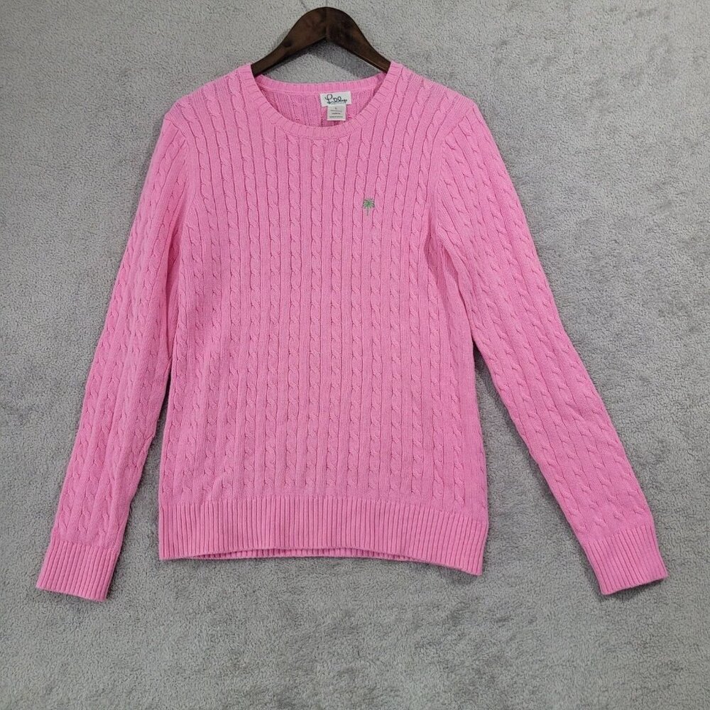 Lilly Pulitzer Pink Cable Knit Crewneck Sweater